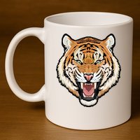 Funny Growling Mouth Open Bengal Tiger 11oz C Handle Ceramic Mug