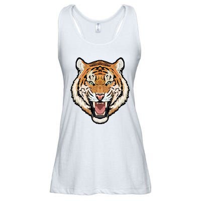 Funny Growling Mouth Open Bengal Tiger Ladies Essential Flowy Tank