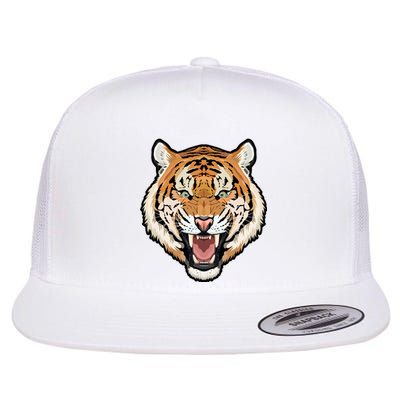 Funny Growling Mouth Open Bengal Tiger Flat Bill Trucker Hat