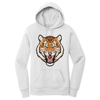 Funny Growling Mouth Open Bengal Tiger Women's Pullover Hoodie