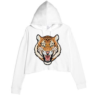 Funny Growling Mouth Open Bengal Tiger Crop Fleece Hoodie