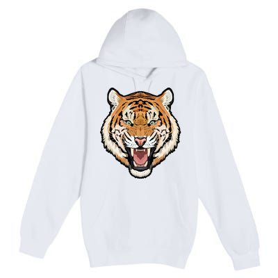 Funny Growling Mouth Open Bengal Tiger Premium Pullover Hoodie