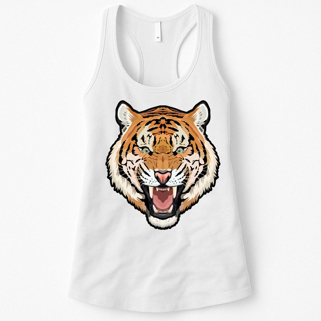 Funny Growling Mouth Open Bengal Tiger Womens Tank Top
