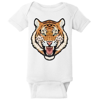 Funny Growling Mouth Open Bengal Tiger Baby Bodysuit