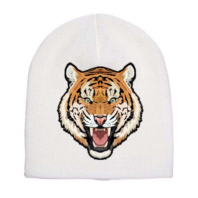 Funny Growling Mouth Open Bengal Tiger Short Acrylic Beanie