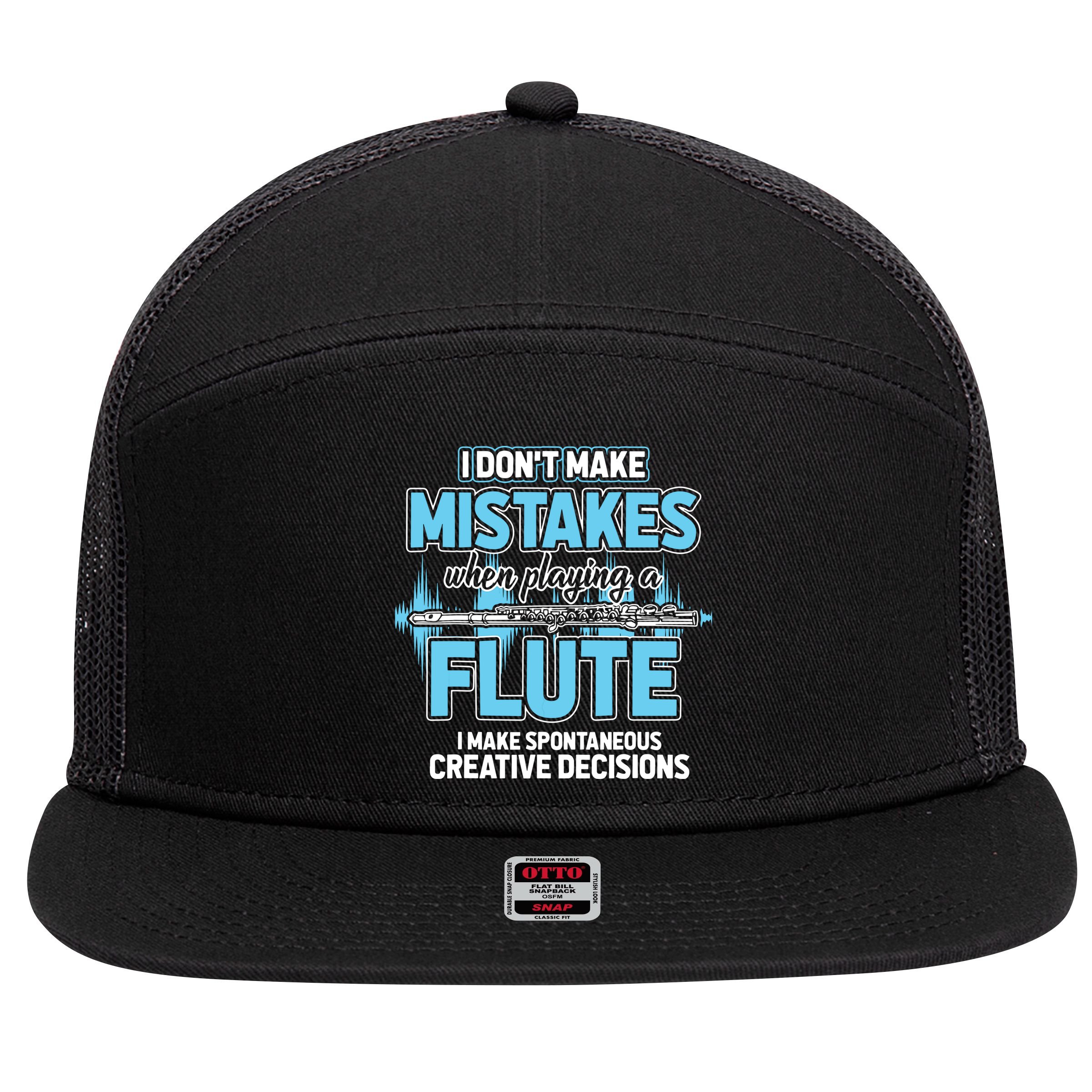 Flutist Gifts Musician Musical Instrument Flute 7 Panel Mesh Trucker Snapback Hat
