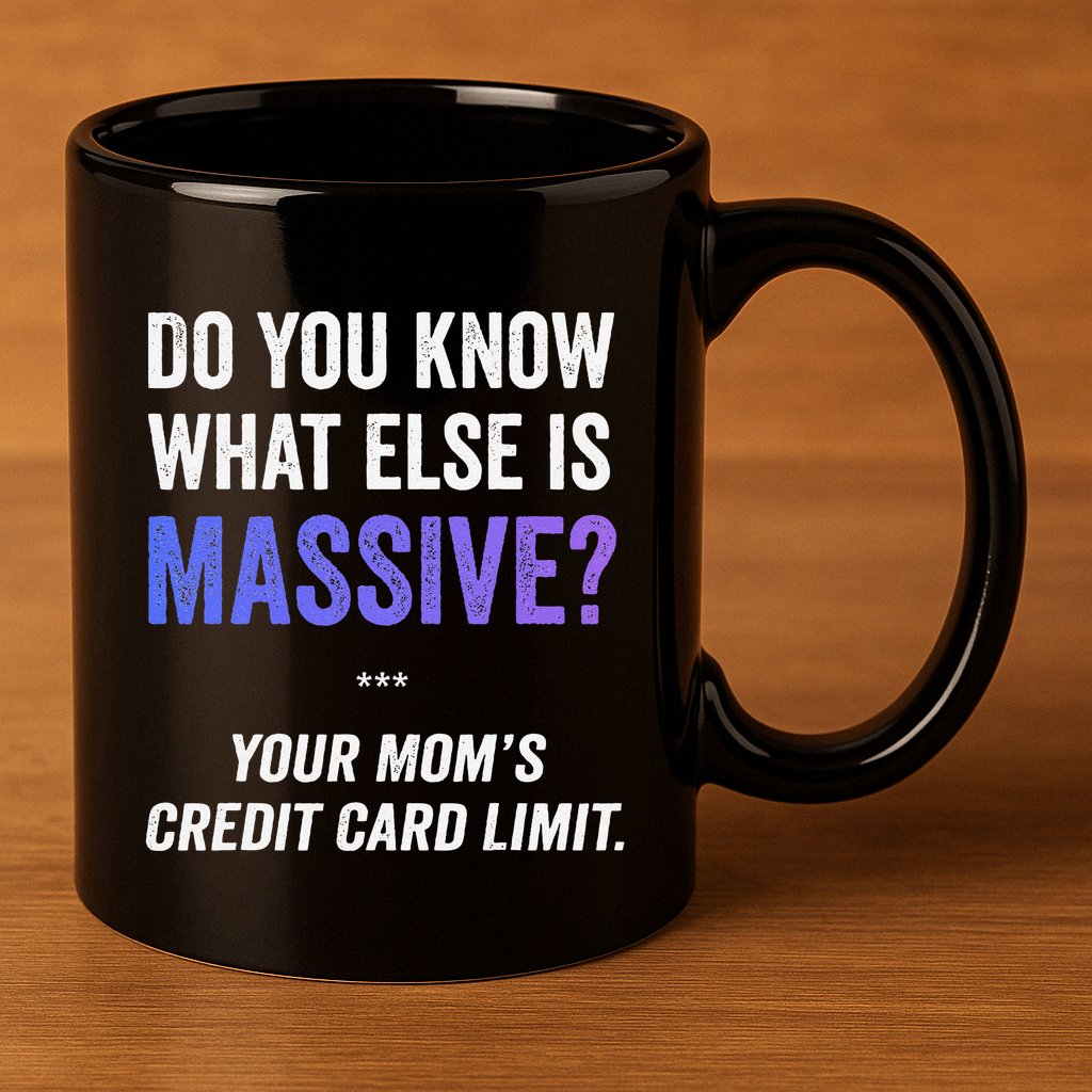 Funny Gaming Meme Massive Credit Card Limit Your Mom 11oz C Handle Ceramic Mug