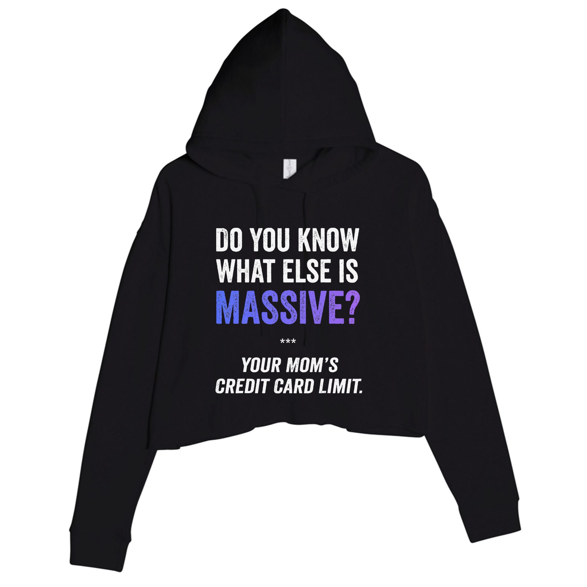 Funny Gaming Meme Massive Credit Card Limit Your Mom Crop Fleece Hoodie