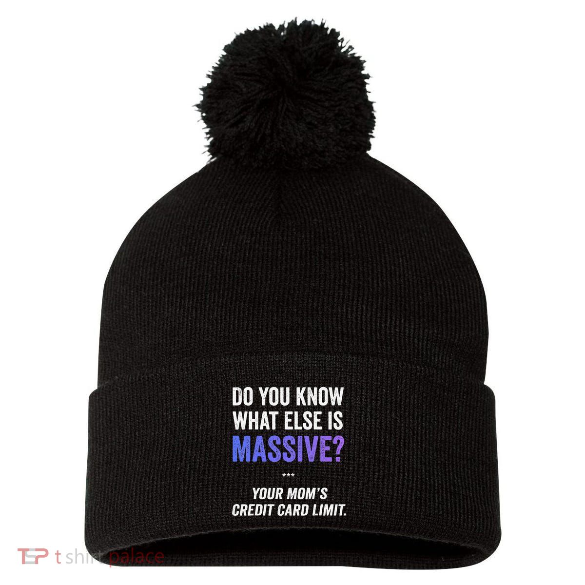 Funny Gaming Meme Massive Credit Card Limit Your Mom Pom Pom 12in Knit Beanie
