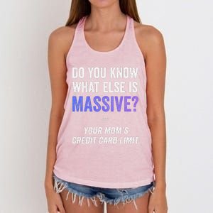 Funny Gaming Meme Massive Credit Card Limit Your Mom Women's Knotted Racerback Tank