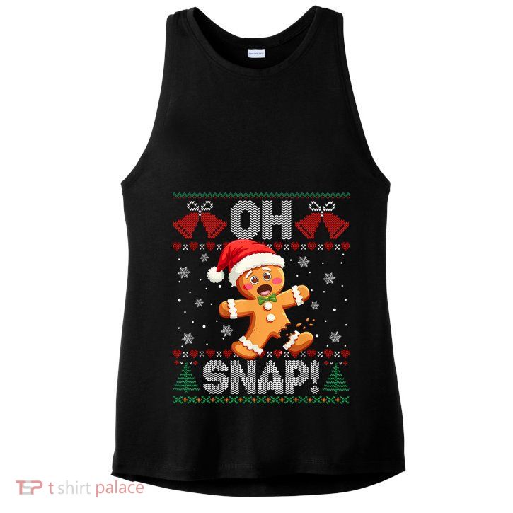 Funny Gingerbread Man Oh Snap Christmas Ugly Xmas Sweater Ladies PosiCharge Tri-Blend Wicking Tank