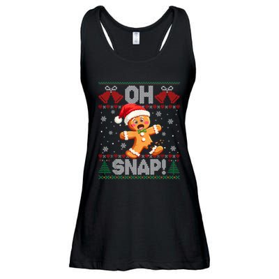 Funny Gingerbread Man Oh Snap Christmas Ugly Xmas Sweater Ladies Essential Flowy Tank