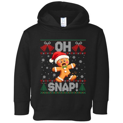 Funny Gingerbread Man Oh Snap Christmas Ugly Xmas Sweater Toddler Hoodie