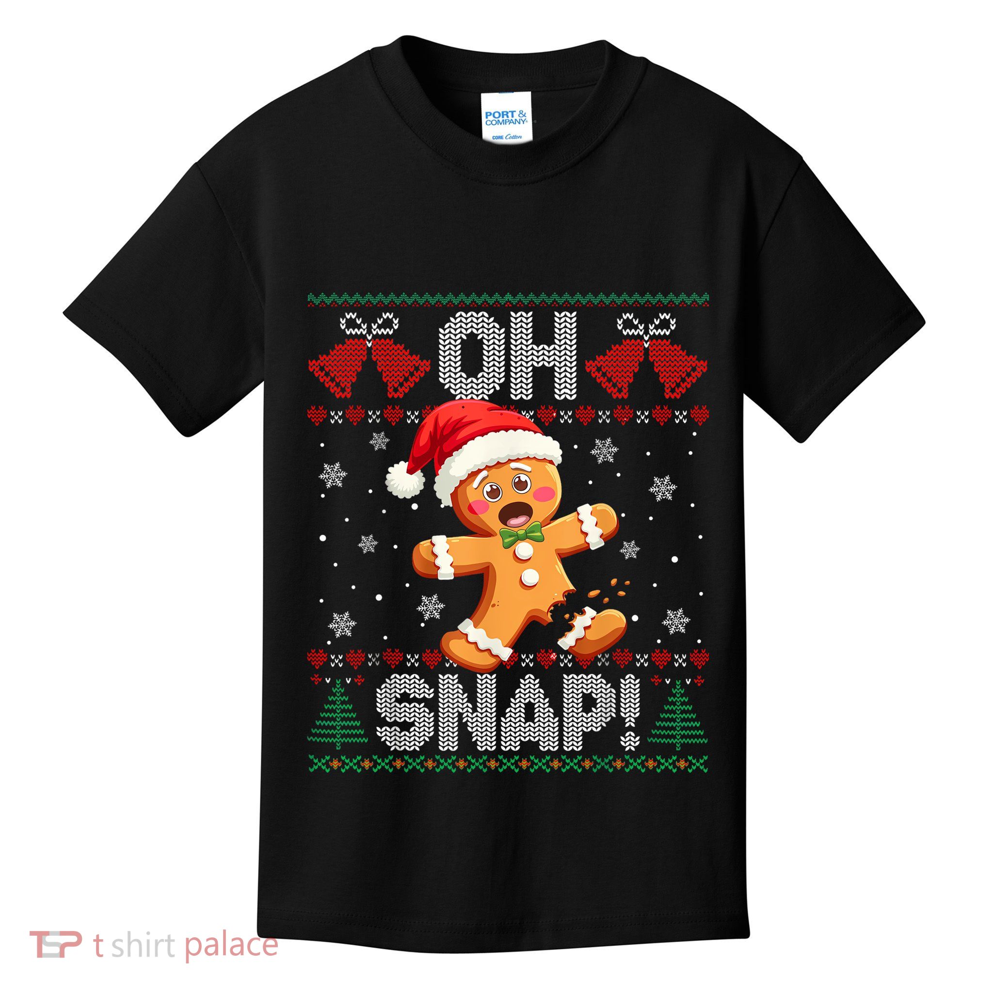 Funny Gingerbread Man Oh Snap Christmas Ugly Xmas Sweater Kids T-Shirt