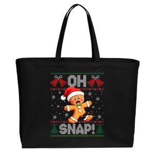 Funny Gingerbread Man Oh Snap Christmas Ugly Xmas Sweater Cotton Canvas Jumbo Tote