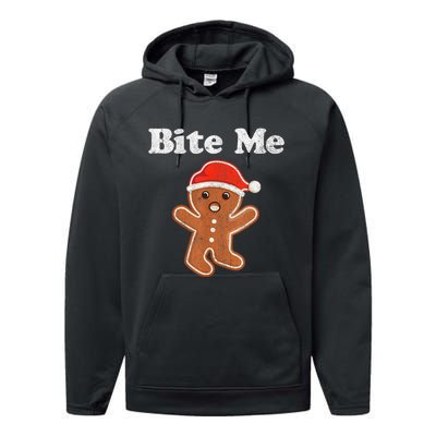 Funny Gingerbread Man Bite Me Christmas Cookie Costume Performance Fleece Hoodie