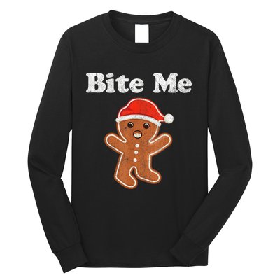 Funny Gingerbread Man Bite Me Christmas Cookie Costume Long Sleeve Shirt