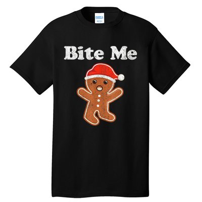 Funny Gingerbread Man Bite Me Christmas Cookie Costume Tall T-Shirt