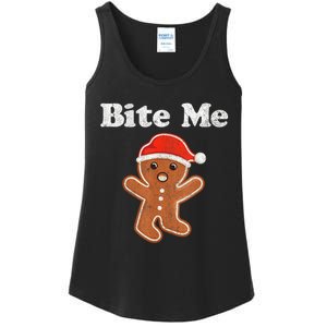 Funny Gingerbread Man Bite Me Christmas Cookie Costume Ladies Essential Tank