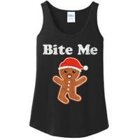 Funny Gingerbread Man Bite Me Christmas Cookie Costume Ladies Essential Tank