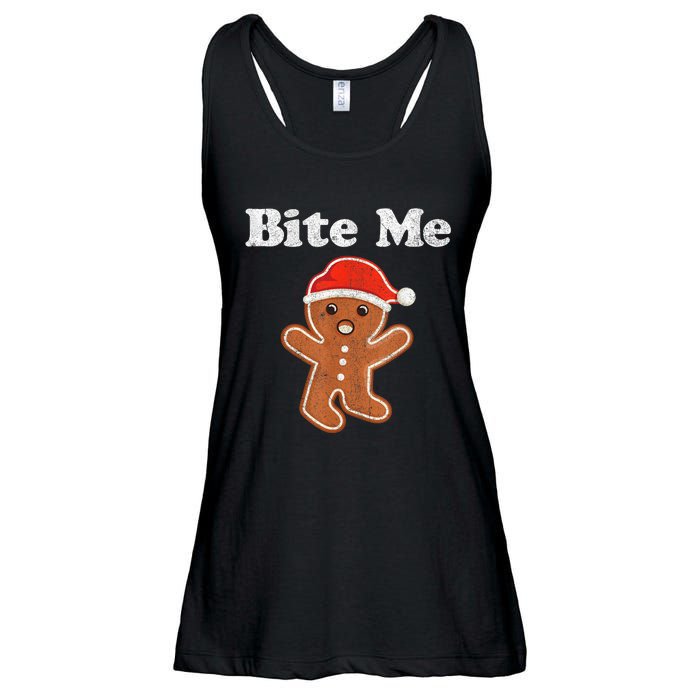 Funny Gingerbread Man Bite Me Christmas Cookie Costume Ladies Essential Flowy Tank