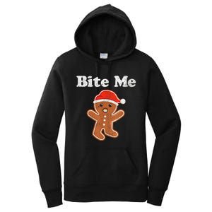 Funny Gingerbread Man Bite Me Christmas Cookie Costume Women's Pullover Hoodie