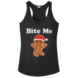 Funny Gingerbread Man Bite Me Christmas Cookie Costume Ladies PosiCharge Competitor Racerback Tank