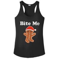 Funny Gingerbread Man Bite Me Christmas Cookie Costume Ladies PosiCharge Competitor Racerback Tank