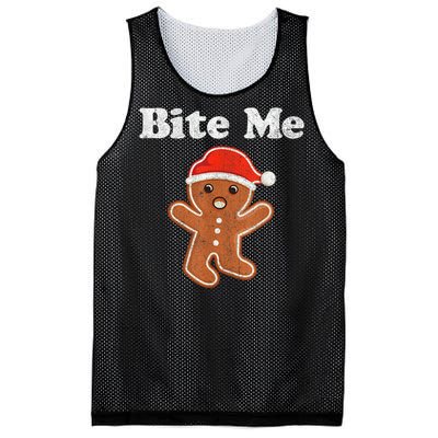 Funny Gingerbread Man Bite Me Christmas Cookie Costume Mesh Reversible Basketball Jersey Tank