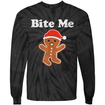 Funny Gingerbread Man Bite Me Christmas Cookie Costume Tie-Dye Long Sleeve Shirt