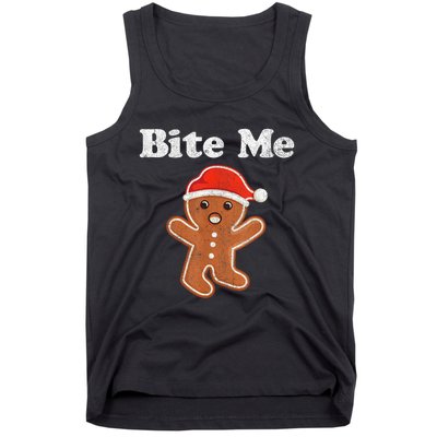 Funny Gingerbread Man Bite Me Christmas Cookie Costume Tank Top