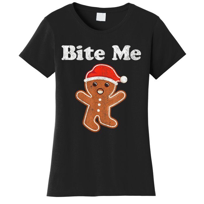 Funny Gingerbread Man Bite Me Christmas Cookie Costume Women's T-Shirt