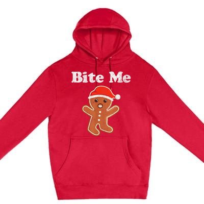 Funny Gingerbread Man Bite Me Christmas Cookie Costume Premium Pullover Hoodie