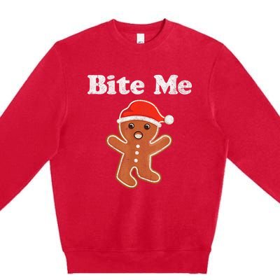 Funny Gingerbread Man Bite Me Christmas Cookie Costume Premium Crewneck Sweatshirt