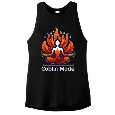 Funny Goblin Mode Spiritual Meditation Awakening Zen Buddha Ladies PosiCharge Tri-Blend Wicking Tank