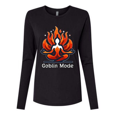 Funny Goblin Mode Spiritual Meditation Awakening Zen Buddha Womens Cotton Relaxed Long Sleeve T-Shirt