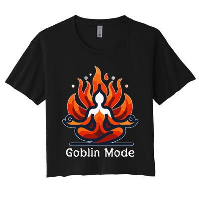 Funny Goblin Mode Spiritual Meditation Awakening Zen Buddha Women's Crop Top Tee