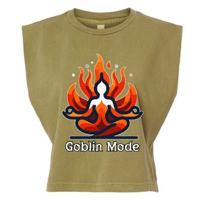 Funny Goblin Mode Spiritual Meditation Awakening Zen Buddha Garment-Dyed Women's Muscle Tee