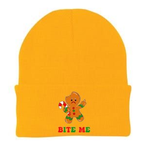 Funny Gingerbread Man Bite Me Christmas Cookie Costume Cute Knit Cap Winter Beanie