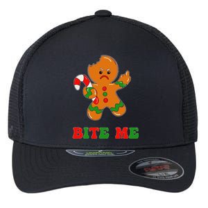 Funny Gingerbread Man Bite Me Christmas Cookie Costume Cute Flexfit Unipanel Trucker Cap