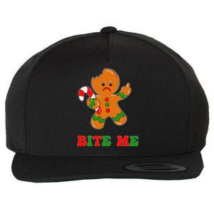 Funny Gingerbread Man Bite Me Christmas Cookie Costume Cute Wool Snapback Cap