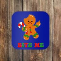 Funny Gingerbread Man Bite Me Christmas Cookie Costume Cute Coaster