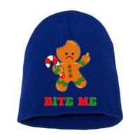 Funny Gingerbread Man Bite Me Christmas Cookie Costume Cute Short Acrylic Beanie