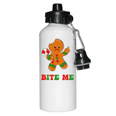 Funny Gingerbread Man Bite Me Christmas Cookie Costume Cute Aluminum Water Bottle 