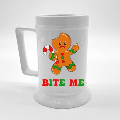 Funny Gingerbread Man Bite Me Christmas Cookie Costume Cute Beer Stein