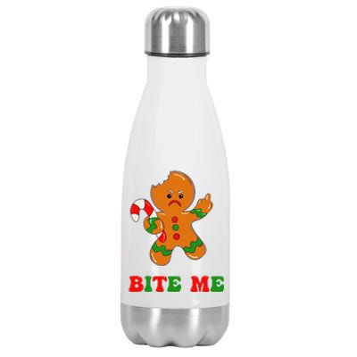 Funny Gingerbread Man Bite Me Christmas Cookie Costume Cute Stainless Steel Insulated Water Bottle