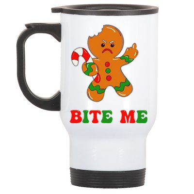 Funny Gingerbread Man Bite Me Christmas Cookie Costume Cute Stainless Steel Travel Mug