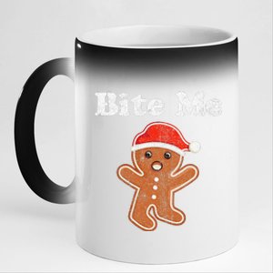 Funny Gingerbread Man Bite Me Christmas Cookie Costume 11oz Black Color Changing Mug