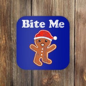 Funny Gingerbread Man Bite Me Christmas Cookie Costume Coaster