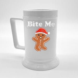 Funny Gingerbread Man Bite Me Christmas Cookie Costume Beer Stein